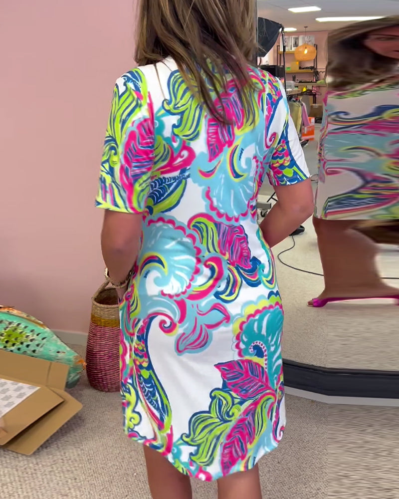 ARIA PRINTED SHIFT DRESS
